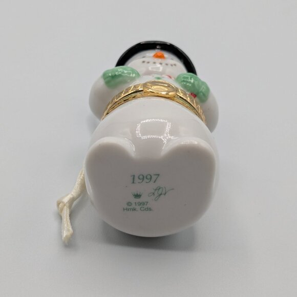 Hallmark Keepsake Porcelain Hinged Box 1997, Porcelain Snowman Ornament - Picture 7 of 11